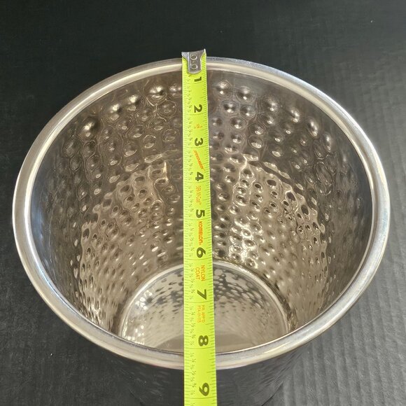 Trudeau Stainless Steel Hammered Design Ring Handles Ice Bucket - Picture 7 of 10